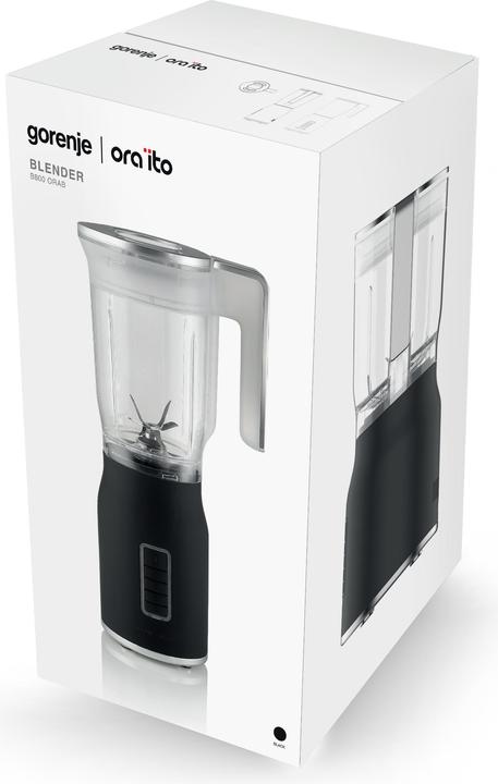 Image du produit Gorenje Blender B800ORAB Tabletop, 800 W, Jar material Plastic, Jar capacity 1.5 L, Ice crushing, Black (800 W)