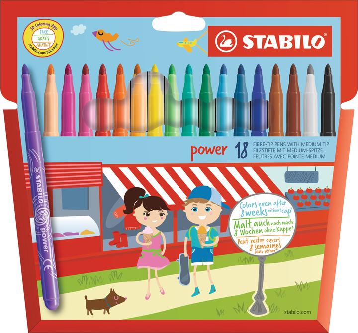 STABILO pennarello power (Multicolore, 18 x)