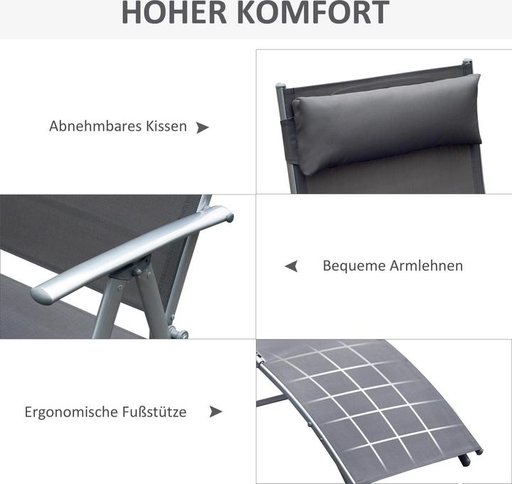 Image du produit Outsunny Gartenliege Metall, Stoff Grau (180 cm)