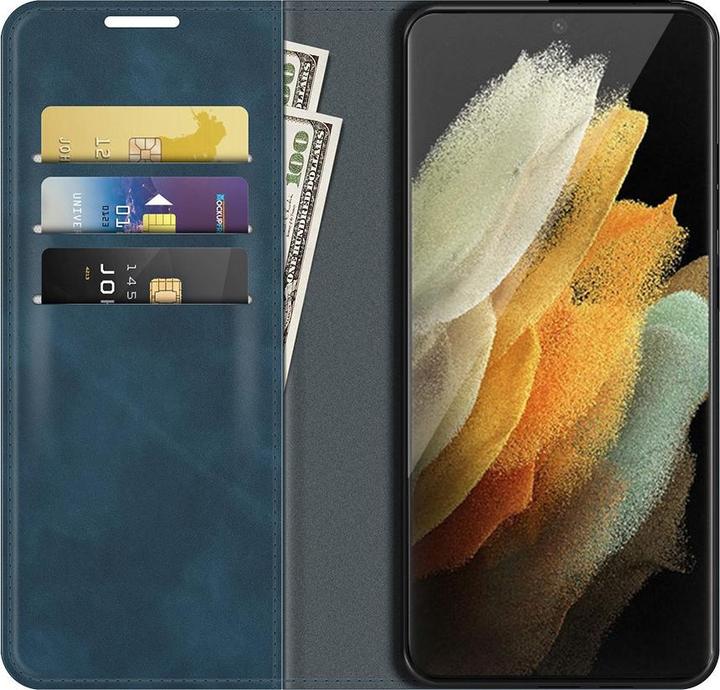 Actual product image Cover-Discount Galaxy S22 Ultra - Silky Stand Flip Case Cover dark blue (Samsung Galaxy S22 Ultra)