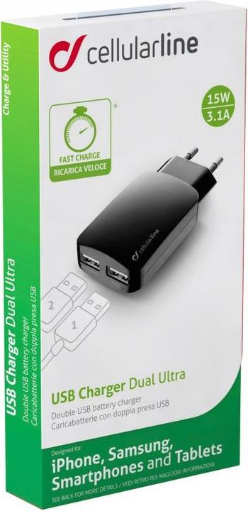 Immagine prodotto Cellularline Caricatore USB Dual Ultra (15 W)