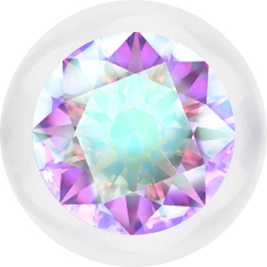 Produktbild Star Piercing Kugel transparent mit Kristall multicolor (Chirurgenstahl 316L, ohne Messing)