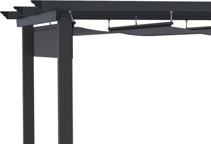 Actual product image Swisshandel24 Pergola 2.95x2.95 m gazebo patio cover with sliding roof aluminium polyester grey (295 cm, 295 cm)