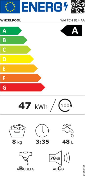 Energie-Label Whirlpool WM FCH 814 AA (8 kg, Links)
