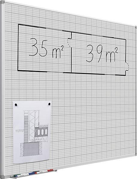 Actual product image eurokraft basic Grid board, painted white, WxH 1200 x 900 mm, 10 x 10 / 50 x 50 mm grid. (1200 x 900 mm)