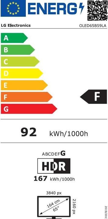 Energy Label LG OLED65B59LA (65", B5, OLED, 4K, 2025)