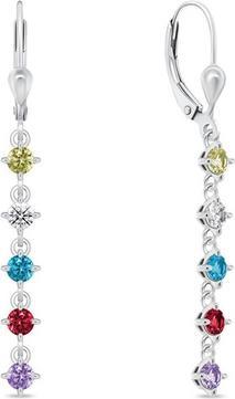 Brilio Silver - Playful dangling earrings with colored zircons EA1008WRBW