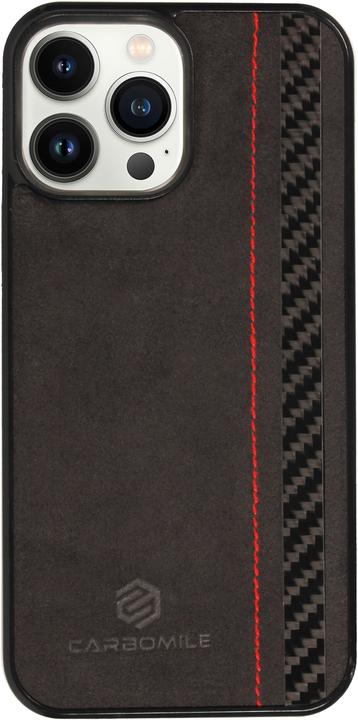 Actual product image Carbomile Coque alcantara et carbone avec surpiqûres rouges (compatible MagSafe) (Apple iPhone 15 Pro Max)