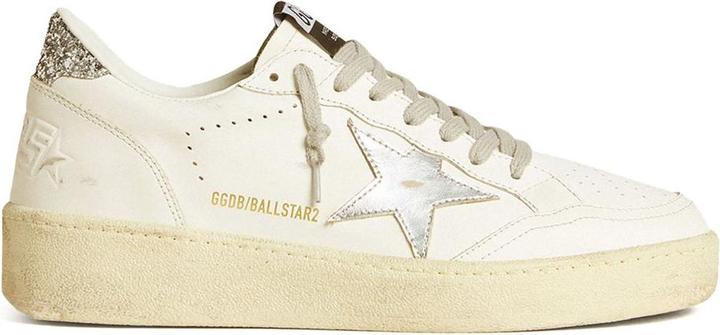 Golden Goose ballstar sneakers in leather color white and silver (41)