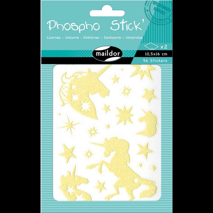 Actual product image Clairefontaine Motif Sticker Phospho Unicorn 2 sheets, 56 stickers