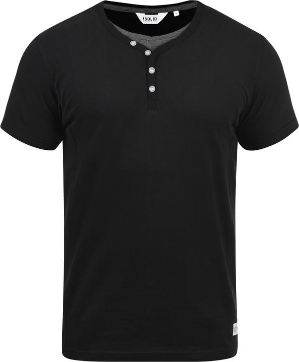 Actual product image Solid Dorian Men's T-Shirt Short Sleeve Shirt Tee With Grandad-Neck (L)