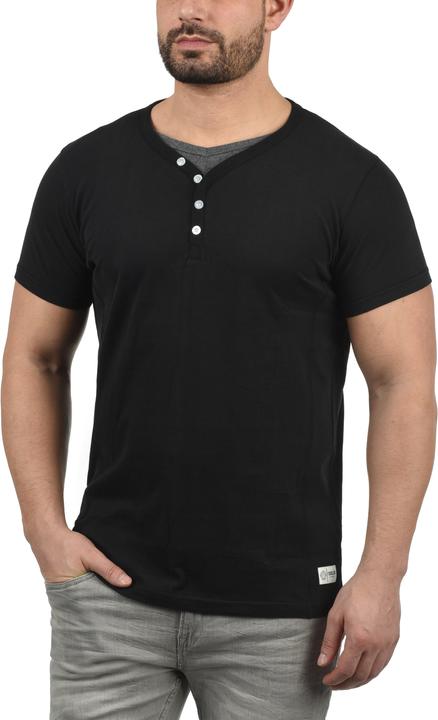 Actual product image Solid Dorian Men's T-Shirt Short Sleeve Shirt Tee With Grandad-Neck (L)