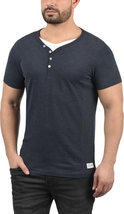 Actual product image Solid Dorian Men's T-Shirt Short Sleeve Shirt Tee With Grandad-Neck (M)