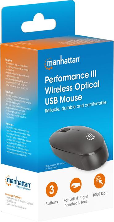 Produktbild Manhattan Performance III Optische Wireless USB-Funkmaus (Kabellos)