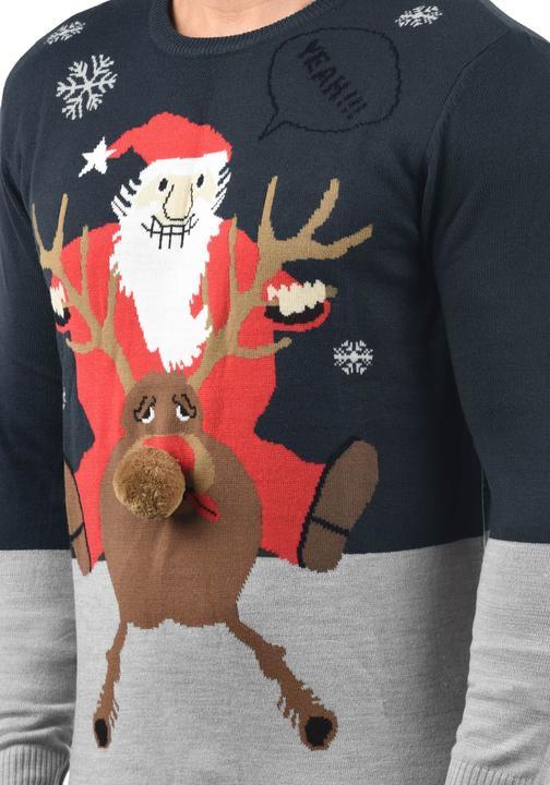 Actual product image Blend Rudolph Men's Christmas Jumper Knit Fun Pullover With Crew Neck (S)