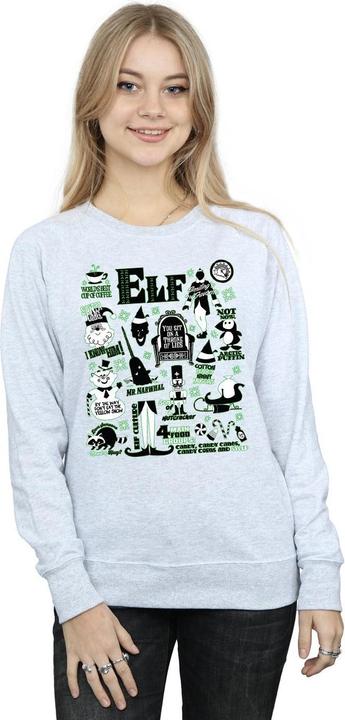 Actual product image Elf Womens/Ladies Infographic Poster Sweatshirt (L)