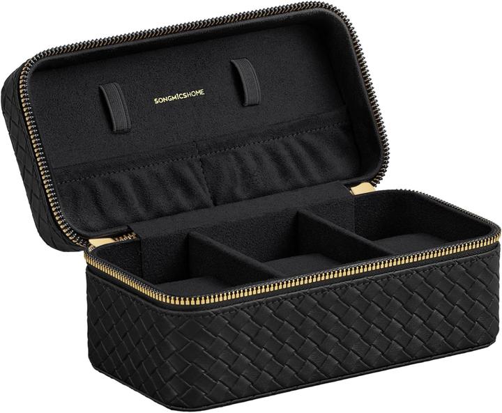 Songmics Uhren Aufbewahrung Box für 3 Uhren Schwarz