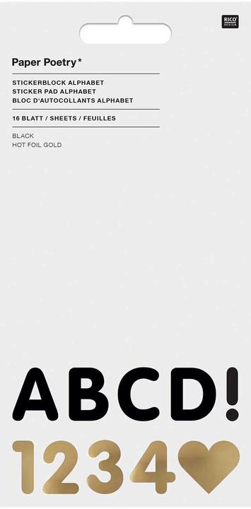 Immagine prodotto Rico Design Blocco di adesivi "alfabeto", nero/oro