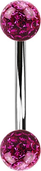 Immagine prodotto Star Piercing Banana argento con due sfere di cristallo fucsia strato protettivo epossidico (Acciaio chirurgico 316L, senza ottone)