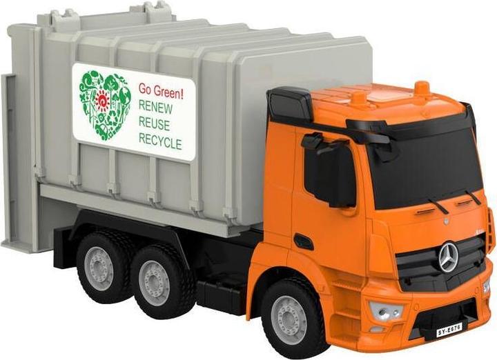 Actual product image Double Remote control RC garbage truck 1:26 (orange) Mercedes-Benz Antos E676-003