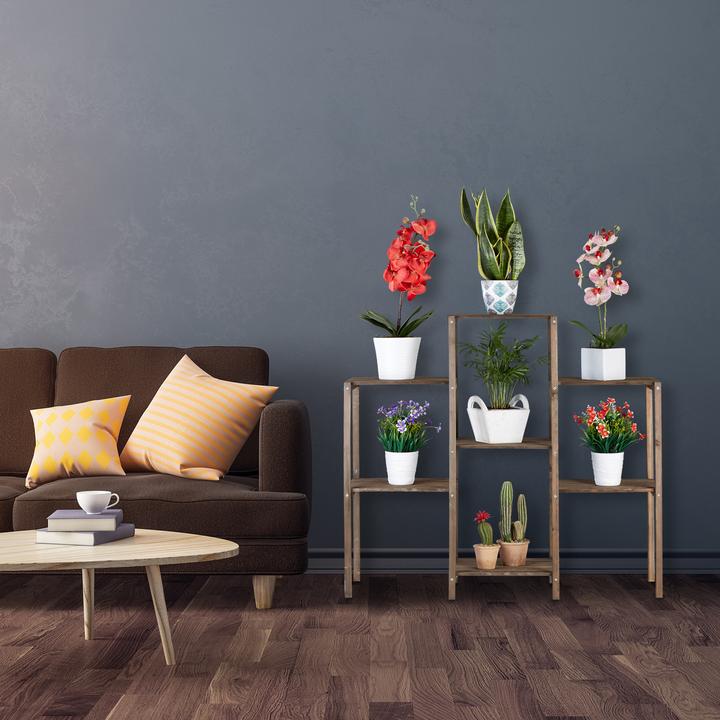 Actual product image Relaxdays Brown Wooden Flower Rack