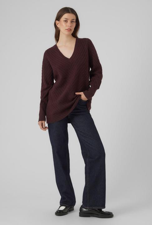 Produktbild Vero Moda VMANJASTINNA LONG V-NEK PULLOVER GA EXC Strickpullover (L)