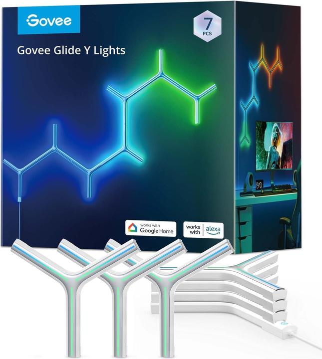 Productafbeelding Govee Paneelverlichting Y-lights Glide, 7 stuks, RGBIC, Wi-Fi + BT