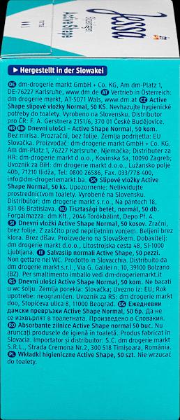 Valeurs nutritives et ingrédients dm Jessa Protège-slips Active Shape (Panty liners)