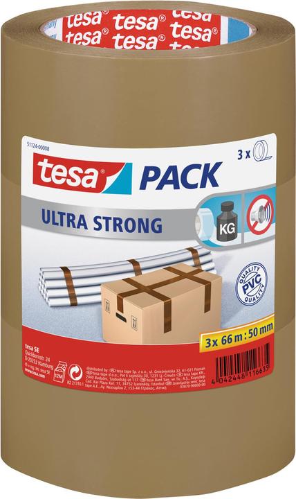 Image du produit tesa tesapack Ruban adhésif pour colis ULTRA STRONG - Ruban adhésif en PVC pour un emballage serré et (50 mm)
