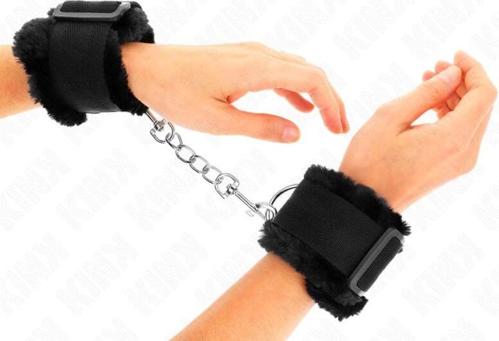 Actual product image Kink FUR LINTERED Wrist Cuffs BLACK ADJUSTABLE 17-31 CM X 7 CM