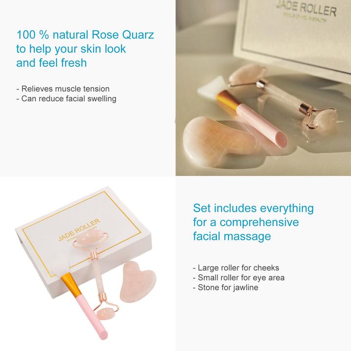 Image du produit Intirilife Gua Sha Gesichtsmassage Gesichtsroller (3tlg-Set)
