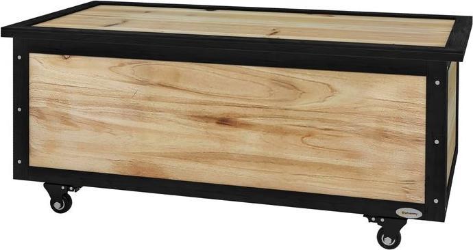 Produktbild Swisshandel24 Gartenbox Holz Auflagenbox 121L Aufbewahrungsbox mit Rollen, Wetterbeständige Aufbewahrungskiste für