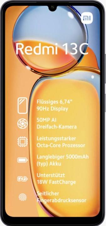 Productafbeelding Xiaomi Redmi 13C 4+128GB nachtzwart (128 GB, Middernachtelijk zwart, 6.74", Dubbele SIM, 50 Mpx, 4G)