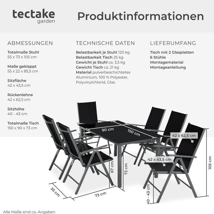 Image du produit tectake Salon de Jardin (150 cm)