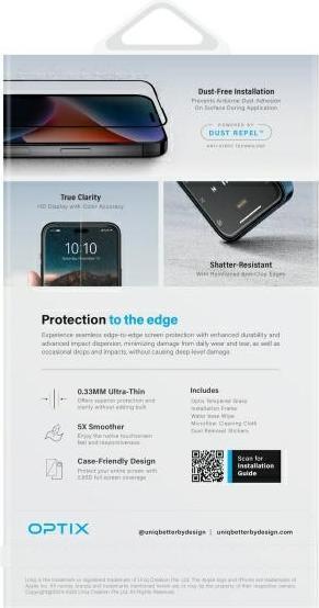 Produktbild Uniq Optix Matte iPhone 16 Pro 6.3" matowe szkło hartowane z aplikatorem (1 Stück, Apple iPhone 16 Pro)