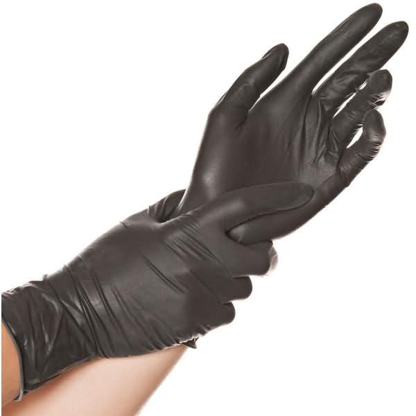 Actual product image Hygostar Latex glove ""DIABLO"", S, black, powder-free Length: 240 mm, for allergy sufferers, food-safe, r (S)