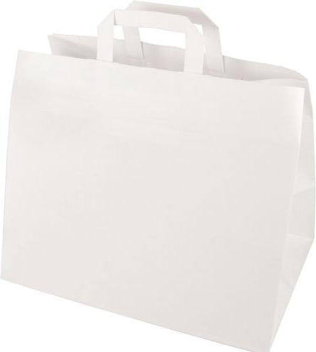Produktbild Papstar Papier-Tragetasche, 320 x 170 x 270 mm, weiss aus Kraftpapier, 70 g/qm, Tragkraft: 5 kg, mit Tragegr (Geschenktüte, 50 x)