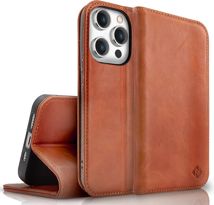Produktbild Nalia Echt Leder Flip Case Hülle mit Magnetverschluss (Apple iPhone 15 Pro Max)