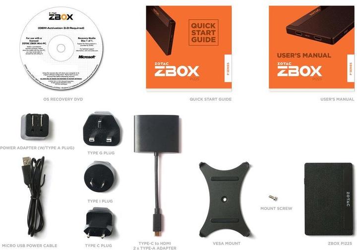 Produktbild Zotac Zbox Pi225 (Intel Celeron N3350)