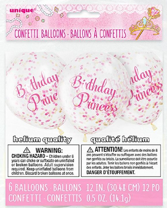 Immagine prodotto Unique Party 6 palloncini trasparenti con coriandoli della principessa del compleanno