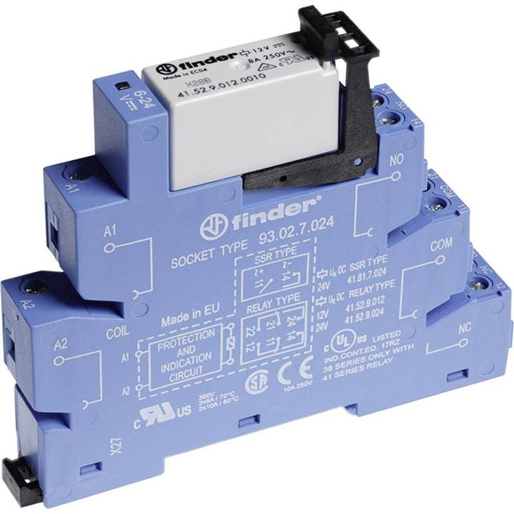 Actual product image Finder DPDT 8A interface relay, 24Vac/dc coil