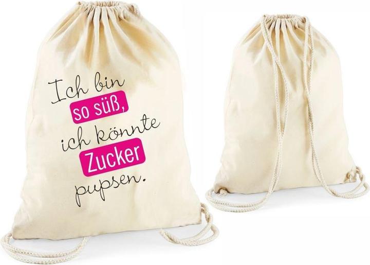 Immagine prodotto 4you Design Dichiarazione borsa da ginnastica "Sono così dolce che potrei scoreggiare zucchero". naturale