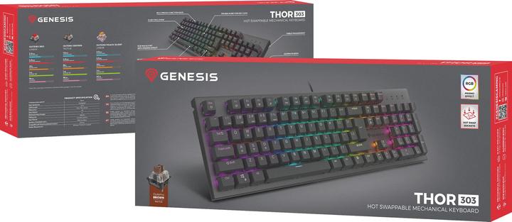 Actual product image Genesis THOR 303 | Mechanical Gaming Keyboard | Wired | US | Black | USB Type-A | Outemu Brown (US, Cable)