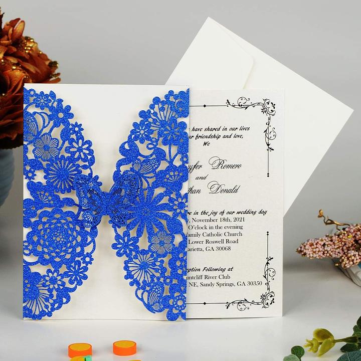 Produktbild Hosmsua Laserschnitt Hochzeitseinladungen mit Schmetterling (20 Stk.)