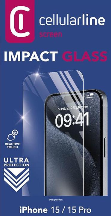 Image du produit Cellularline Impact Glass (1 pièce(s), Apple iPhone 15 Pro, Apple iPhone 15)