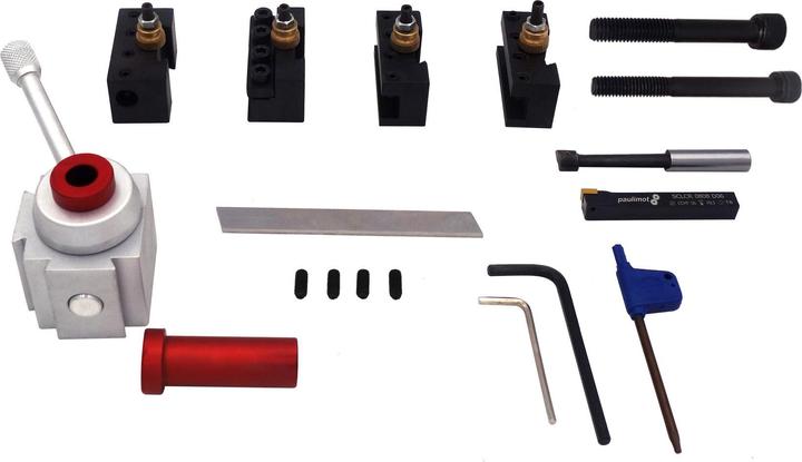 Actual product image Paulimot Schnellwechsel-Stahlhalter-Set mit Drehmeissel, Bohrstange, Abstechstahl