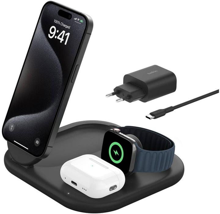 Belkin BoostCharge 3-in-1 Qi2 Ladestation (15 W)