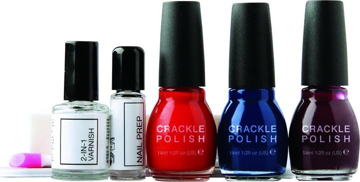Image du produit Rio Crackle Nails Party Nail Kit ( NCRP) (Bleu, Red, Bourgogne, Vernis couleur)
