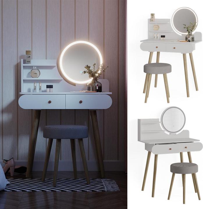 Actual product image Vicco Edda with stool and lighting (80 x 40 x 121 cm)
