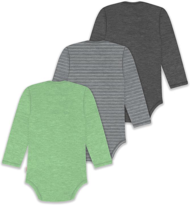 Actual product image Normani 3-pack baby merino bodysuit long sleeve "Auckland" - 9383 (74)